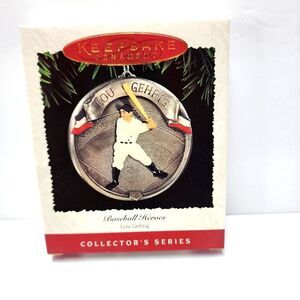 Vintage 1995 Hallmark Keepsake Christmas Ornament Baseball Heroes Lou Gehrig